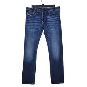 Diesel Industry Jeans Men 33 (34x29.5) Blue Slim Straight Button Fly Faded Denim